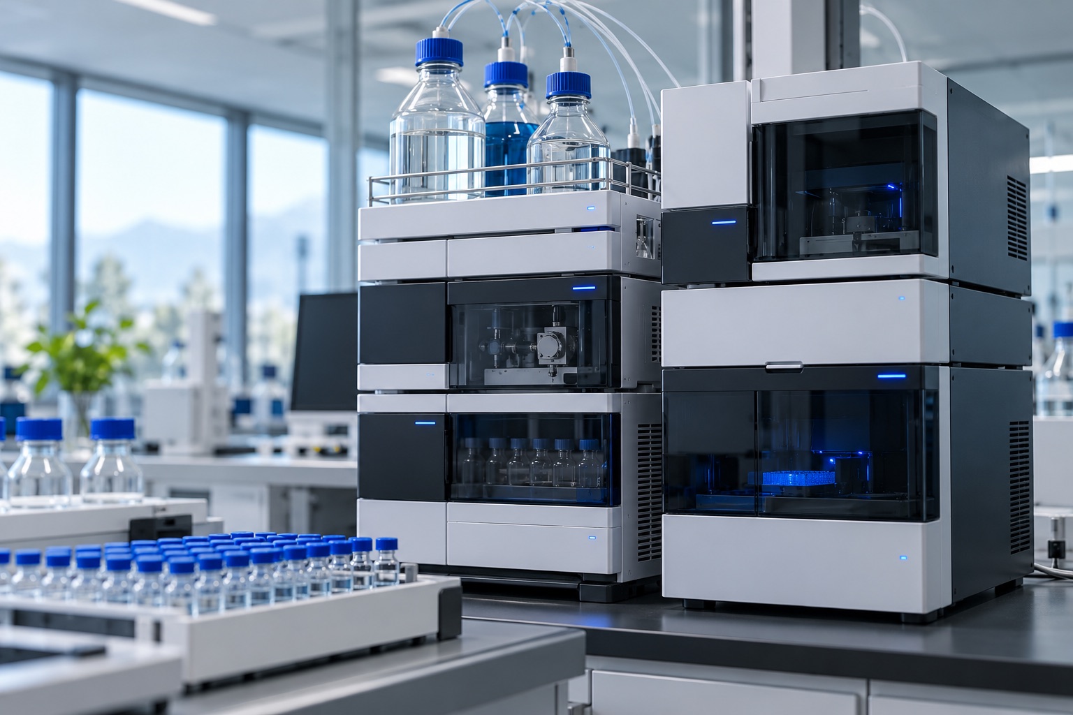 Equipo ilustrativo de cromatografía en un laboratorio moderno